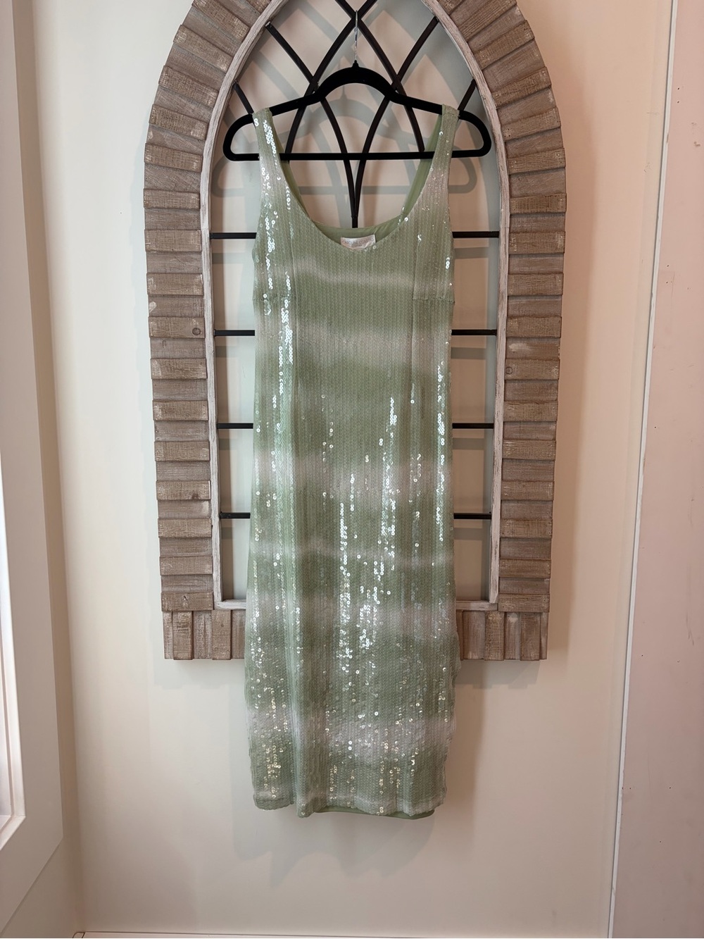 Caroline Constas Sage Green Sequin Midi Dress